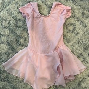 Girls pink leotard with attached skirt
